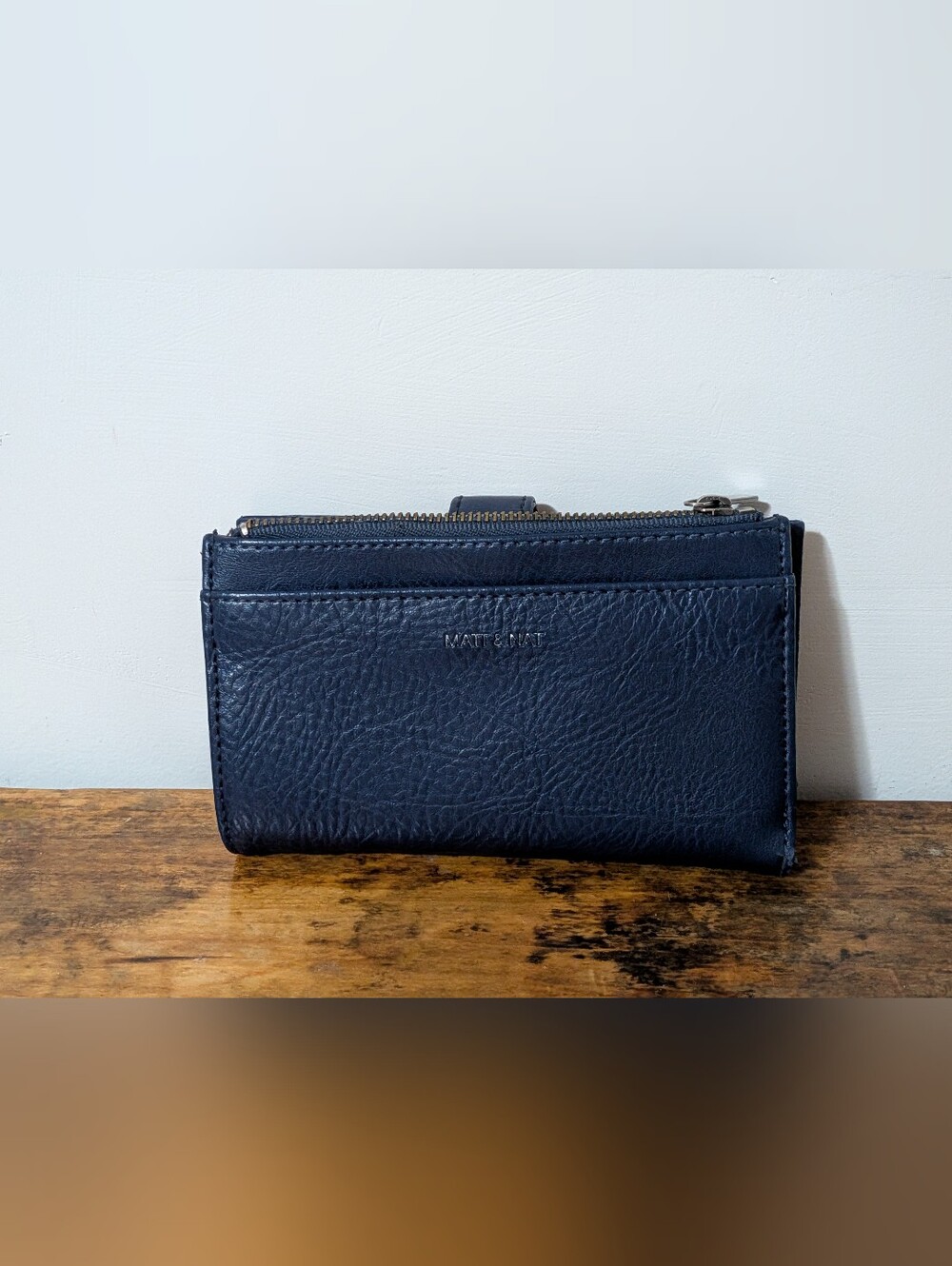 Matt & Nat Black MOTIVSM Small Vegan Leather Wallet Purity Zippered Coin Pocket